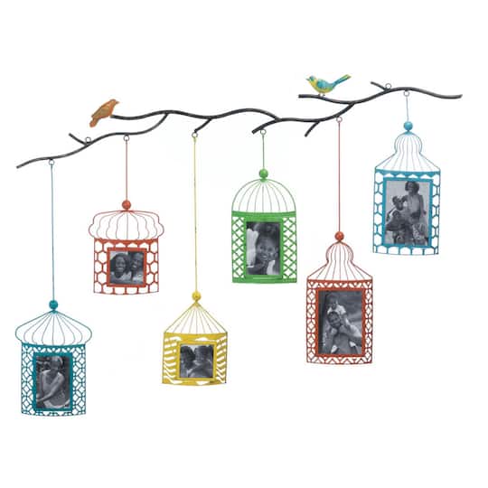 6 Opening Multicolor Birdcage Wall Frame